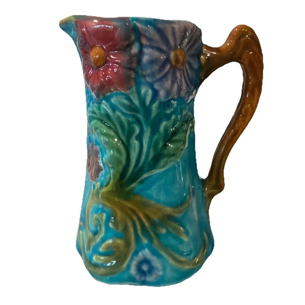 Antique Saint Germain Sur‎ Pottery Barbotine Mojilica Slipware Floral 7